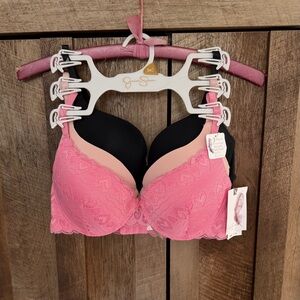 Jessica Simpson Lace Bra Trio - Pink, Black, Nude